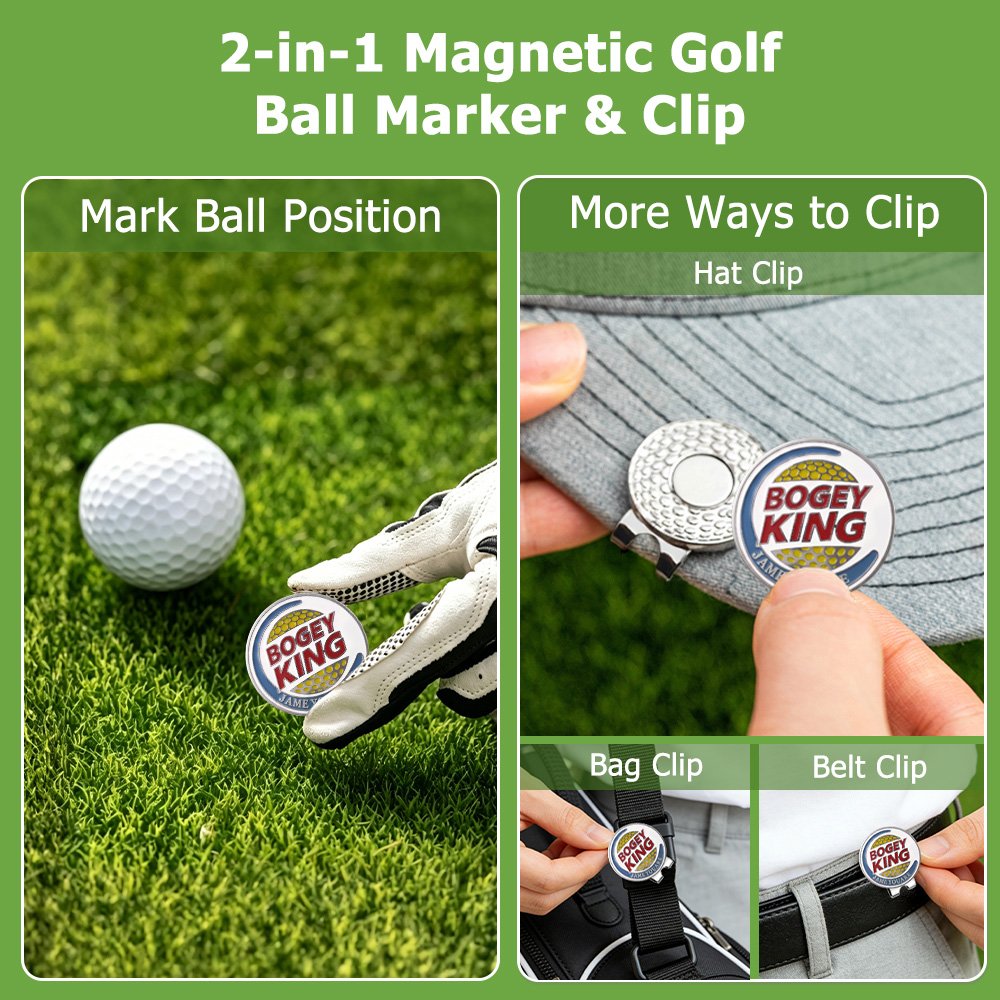 Personalized Funny Birdie King Magnetic Golf Ball Marker Hat Clip with Text Golf Tournament Birthday Gift for Golfers Golf Lovers 8