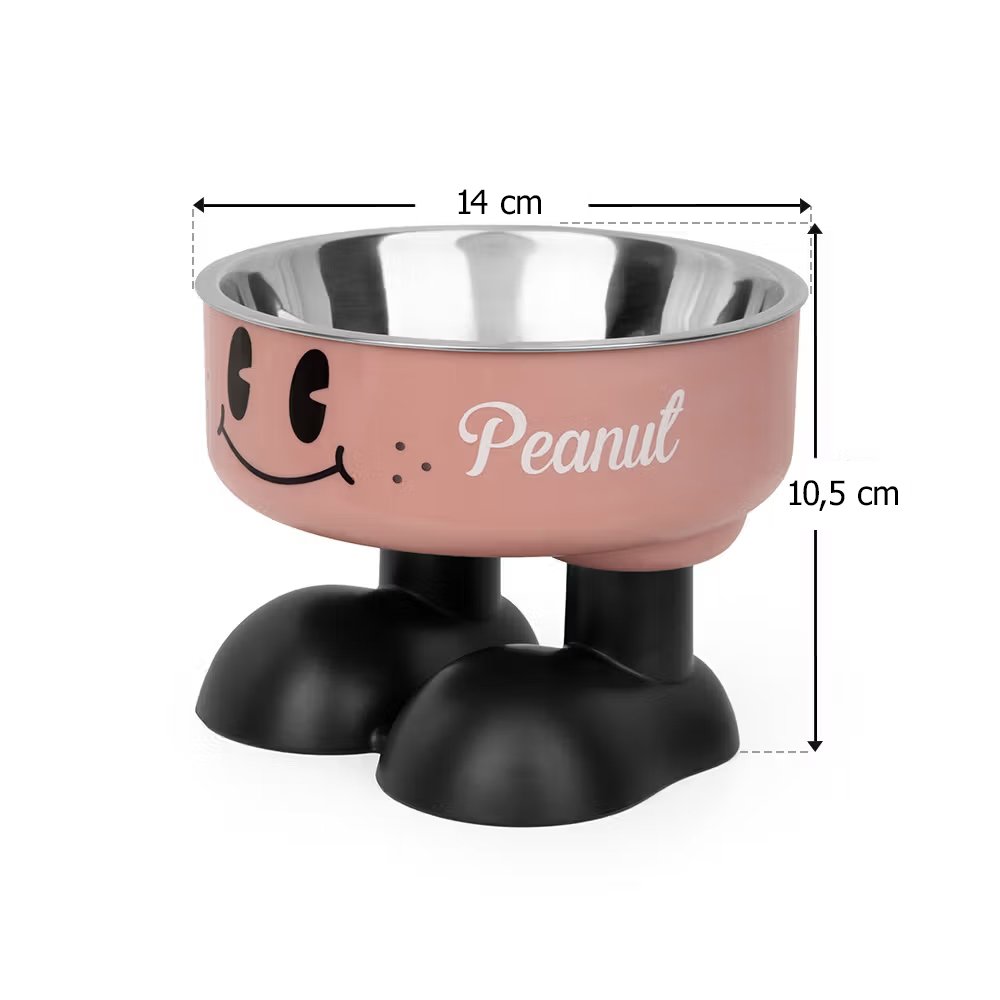 Gamelle en acier inoxydable personnalisée avec motif visage souriant et nom - Style mignon deux pieds en dessous - Cadeau pour l'animal de compagnie 8