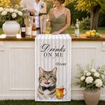 Personalized Cute Pet Portrait Striped Table Runner with Name and Photo Wedding Decor Wedding Fall Party Gift for Bride Groom 3