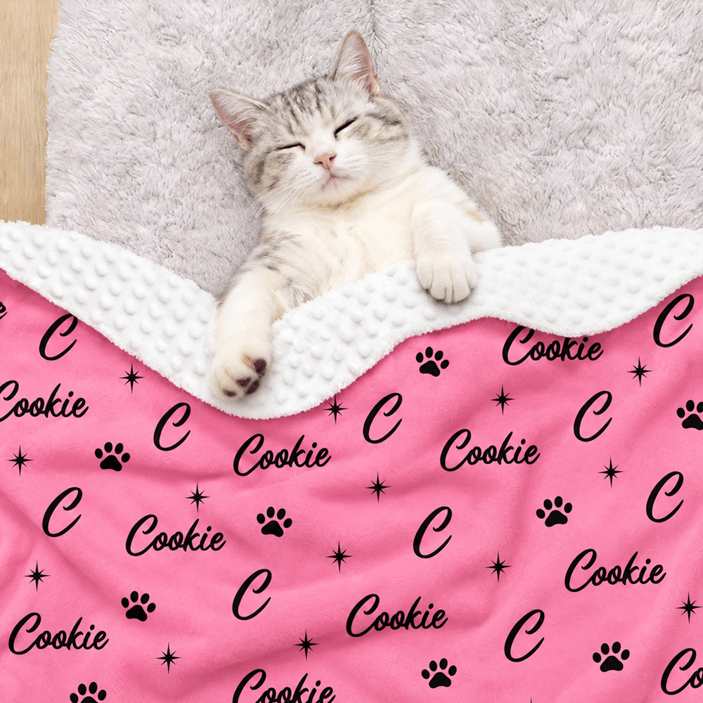 Personalized Word Cloud Star Paw Print Soft Pet Blanket with Initial Name and Number Daily Use Pet Party Birthday Gift for Pet Owners Lovers 4