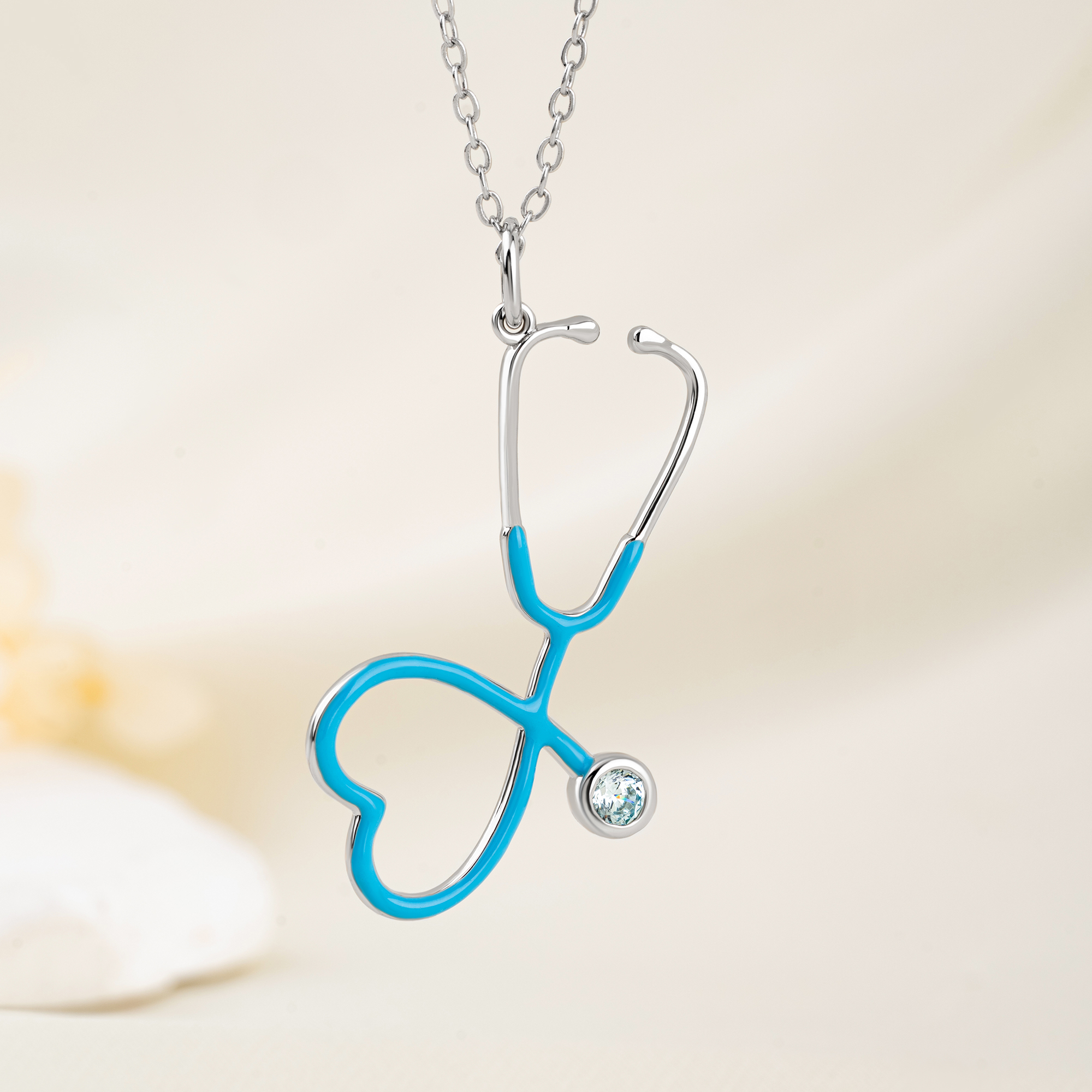 Personalized Birthstone Multicolor Heart Stethoscope Sterling Silver Necklace Dainty Jewelry Nurse Graduation Appreciation Gift for Nurses Doctors
