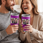 Personalized Photo Collage 20 oz Food Grade Insulated Tumbler with Text and Straw Anniversary Birthday Gift for Wife Husband