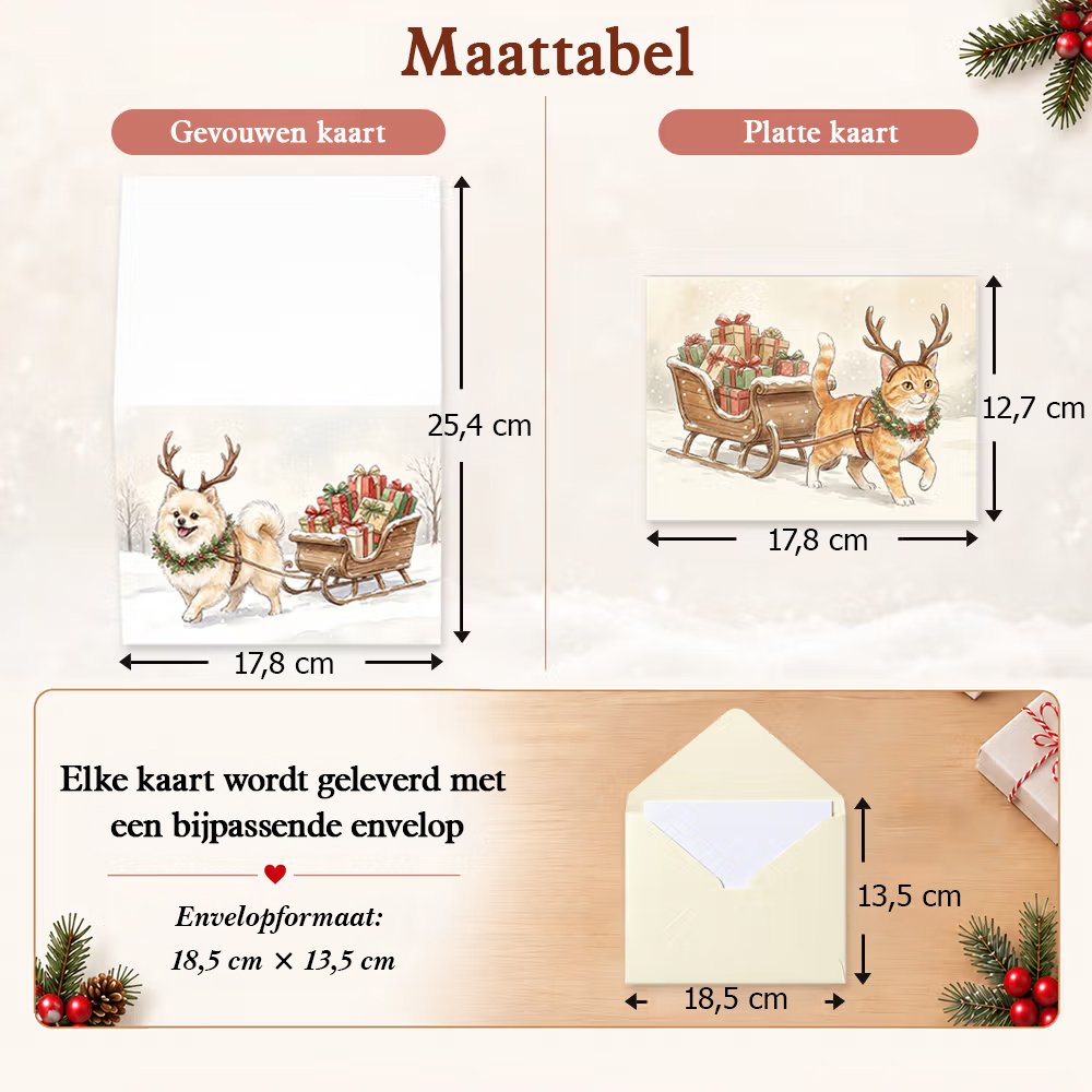 Gepersonaliseerde aquarelstijl kerstkaart met huisdierenfoto en tekst - kerstcadeau en nieuwjaarcadeau  voor familie, vrienden en dierenliefhebbers 9