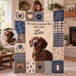 Personalisierte Kuscheldecke im Patchwork-Design | mit Haustierfoto und Namen | Weiche Sofadecke | Geburtstag Trauergeschenk für Tierbesitzer 1
