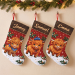 Personalized Christmas Highland Cow Stocking with Name Home Decoration Christmas Gift for Kid Highland Cow Lover 3