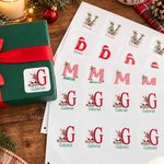 Personalised Classic Santa Claus Christmas Tree Initial Waterproof Square Stickers Labels with Name Gift Decor Christmas Party Gift for Kids Friends 3
