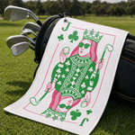 Asciugamano da golf personalizzato “Queen of Club” ad asciugatura rapida con iniziale e moschettone – Regalo di compleanno o di Natale per l’uso quotidiano, ideale per gli appassionati di golf