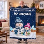 Personalized Christmas Theme Cartoon Snowman Family Soft Throw Blanket with Names Home Decor Christmas Gift for Family Grandma Grandpa 2