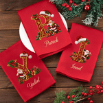 Personalised Santa Claus Santa Hat Initial Christmas Red Napkin with Name Table Decor Christmas Gift for Family Friends 1
