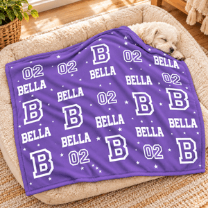 Personalized Word Cloud Star Paw Print Soft Pet Blanket with Initial Name and Number Daily Use Pet Party Birthday Gift for Pet Owners Lovers