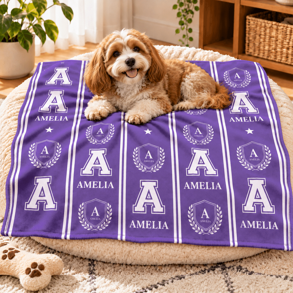 Personalized Word Cloud Star Paw Print Soft Pet Blanket with Initial Name and Number Daily Use Pet Party Birthday Gift for Pet Owners Lovers 2