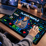 Personalised Cartoon Game Character Photo Non-Slip Mouse Pad Desk Mat with Name and Age Daily Use Birthday Graduation Gift for Kids Teenagers Gamers 2