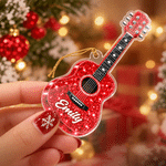 Personalised 3D-Effect Artwork Glittering Guitar Christmas Acrylic Ornament with Name Tree Decor Christmas Gift for Guitar Lovers Guitarists 5