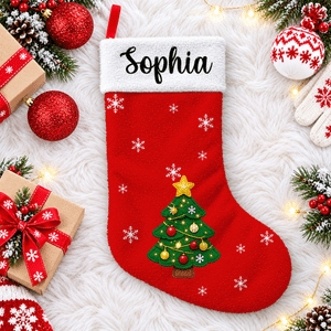Personalized Cute Christmas Tree Santa Reindeer Elf Plush Christmas Stockings with Name Festive Christmas Gift for Family Kids