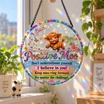 Personalized Colourful Highland Cow Positive Moo Floral Butterfly Sun Catcher with Name Birthday Housewarming Encouragement Gift for Women Friends 7