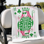 Asciugamano da golf personalizzato “Queen of Club” ad asciugatura rapida con iniziale e moschettone – Regalo di compleanno o di Natale per l’uso quotidiano, ideale per gli appassionati di golf