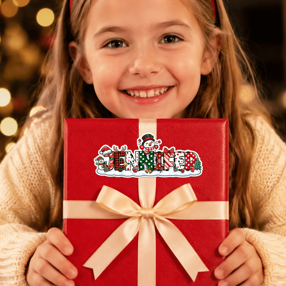 Personalised Christmas Theme Stickers Labels with Name Gift Decor Christmas Party Gift for Kids Family Friends 3