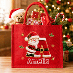 Personalised Holly Snowflake 3D-Effect Artwork Large Capacity Tote Bag with Name and Initial Christmas Party Holiday Gift for Family Friend Kid 4