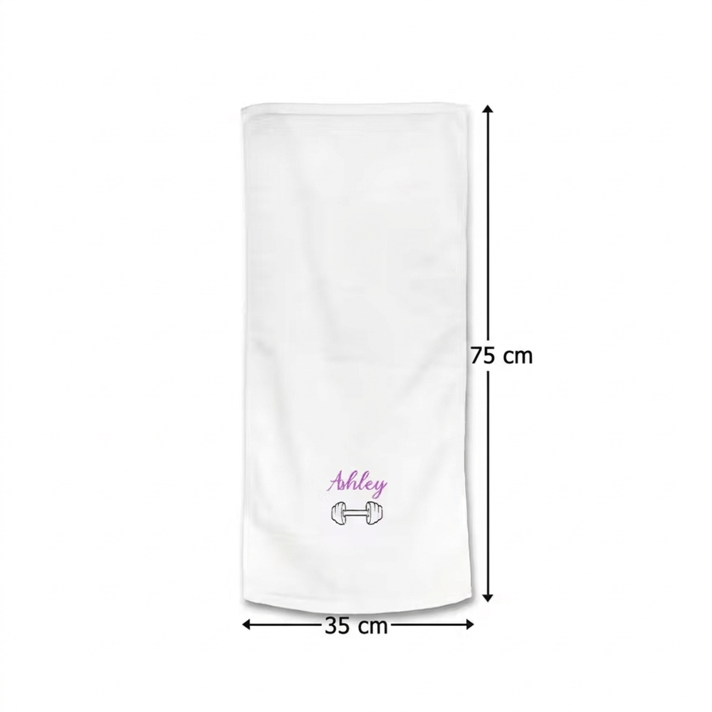 Toalla de gimnasio personalizada 100% algodón, silueta de barra de pesas, nombre bordado - Regalo deportivo de cumpleaños para amantes del fitness 7