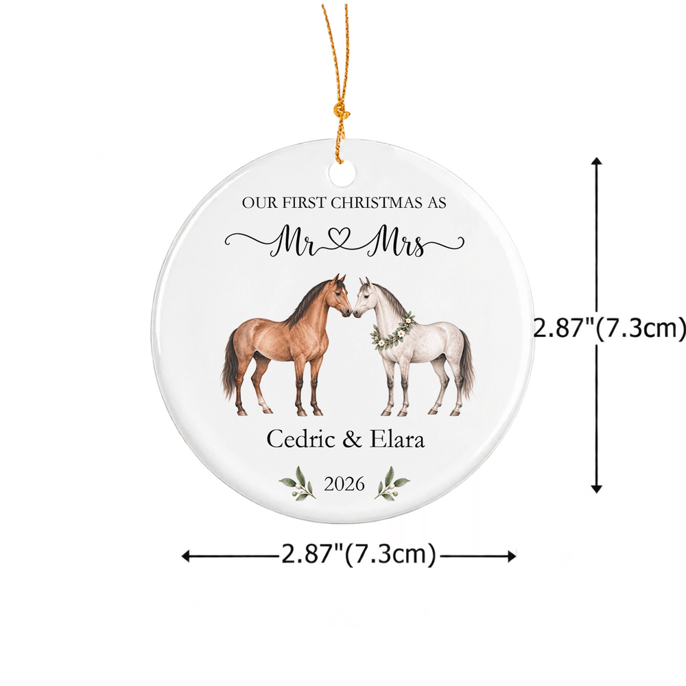 Personalised Our First Christmas Couple Horse Ceramic Ornament with Text and Year Christmas Tree Decor Wedding Christmas Gift for Newlyweds 10