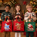 Personalised Holly Snowflake 3D-Effect Artwork Large Capacity Tote Bag with Name and Initial Christmas Party Holiday Gift for Family Friend Kid 6