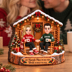 Personalized 3D-Style Art Cartoon Couple Character Layered Wooden Decoration with Names and Year Desk Decor Christmas Gift for Couples Family