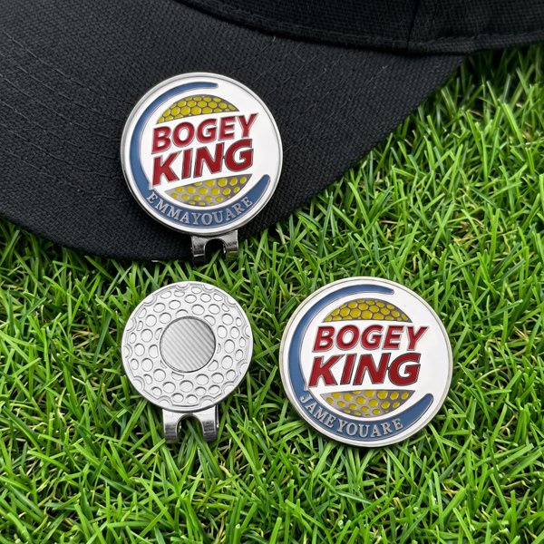 Personalized Funny Birdie King Magnetic Golf Ball Marker Hat Clip with Text Golf Tournament Birthday Gift for Golfers Golf Lovers