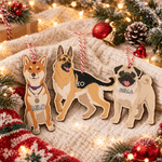 Décoration de Noël en bois personnalisée avec photo de chien en dessin animé et prénom, à suspendre – Cadeau de Noël pour les propriétaires de chiens et les amoureux des animaux 5