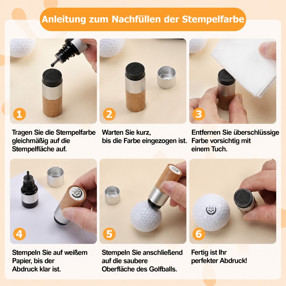 Personalisierter Golfballstempel aus Holz mit Golfmotiv und Monogramm | inklusive Metallbox | Geburtstag Geschenk für Golfliebhaber 8