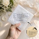 Personalised Handwritten Photo Lace Cotton Wedding Handkerchief Wedding Keepsake Gift for Bride