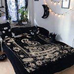 Personalised Moon Vintage Skull Floral Design Soft Throw Blanket with Name Gothic Style Home Decor Halloween Gift for Friend Family 2