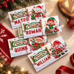 Gepersonaliseerde kerstkaart met cartoonfiguur, kerstmuts, geldvakje en envelop – kerstcadeau voor kinderen en het hele gezin 2