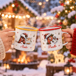 Personalised Snowflake Cartoon Animal Initial 12 oz Colourful Rim Enamel Mug with Name Christmas Holiday Gift for Family Kids 3