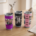 Personalized Photo Collage 20 oz Food Grade Insulated Tumbler with Text and Straw Anniversary Birthday Gift for Wife Husband