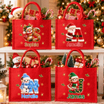 Personalised Holly Snowflake 3D-Effect Artwork Large Capacity Tote Bag with Name and Initial Christmas Party Holiday Gift for Family Friend Kid 2