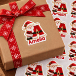 Personalised Cute Santa Claus Snowman Elf Elk Initial Label Waterproof Stickers with Name Gift Decor Christmas Party Gift for Family Friends 3