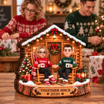 Personalized 3D-Style Art Cartoon Couple Character Layered Wooden Decoration with Names and Year Desk Decor Christmas Gift for Couples Family