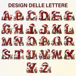 Tovagliolo da tavola personalizzato con Babbo Natale e iniziale, rosso, 100% cotone - Regalo di Natale per famiglia