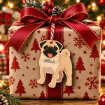 Décoration de Noël en bois personnalisée avec photo de chien en dessin animé et prénom, à suspendre – Cadeau de Noël pour les propriétaires de chiens et les amoureux des animaux 3