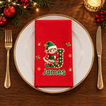 Personalized 3D-Effect Artwork Santa Claus Snowman 100% Cotton Reusable Table Napkin with Name Table Decor Christmas Gift for Family 2