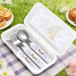 Personalised Cartoon Wild Animal Initial Fork Spoon Knife 3 Pcs Cutlery Set with Name and Case Back to School Birthday Gift for Kid Boy Girl 4