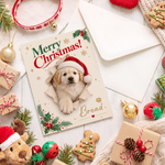 Personalized Holly Merry Christmas 3D-Effect Artwork Pet Photo Greeting Card with Name and Text Christmas Gift for Friends Family 2