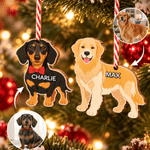 Décoration de Noël en bois personnalisée avec photo de chien en dessin animé et prénom, à suspendre – Cadeau de Noël pour les propriétaires de chiens et les amoureux des animaux 1
