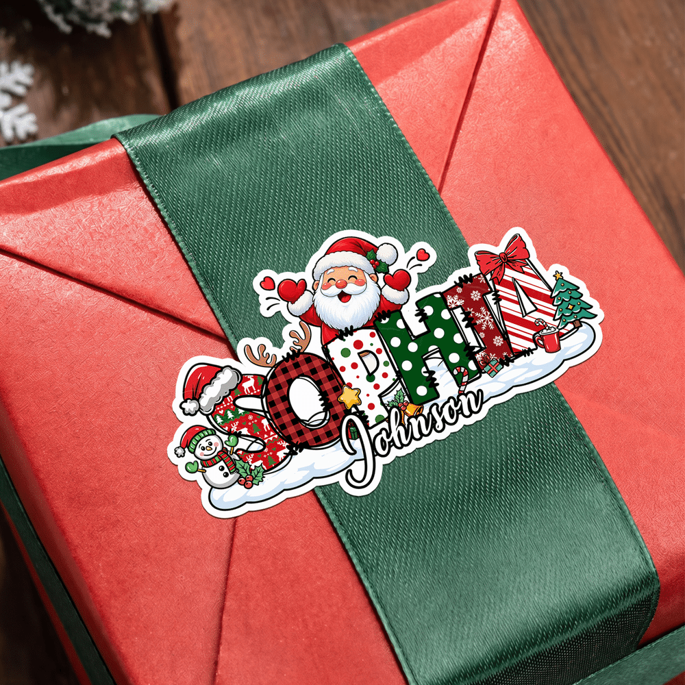Personalised Christmas Theme Stickers Labels with Name Gift Decor Christmas Party Gift for Kids Family Friends 8