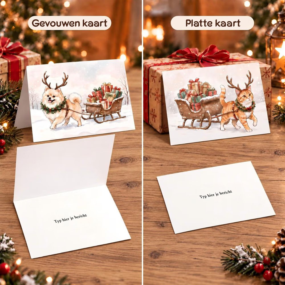 Gepersonaliseerde aquarelstijl kerstkaart met huisdierenfoto en tekst - kerstcadeau en nieuwjaarcadeau  voor familie, vrienden en dierenliefhebbers 7