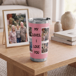 Personalized Photo Collage 20 oz Food Grade Insulated Tumbler with Text and Straw Anniversary Birthday Gift for Wife Husband