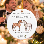 Personalised Our First Christmas Couple Horse Ceramic Ornament with Text and Year Christmas Tree Decor Wedding Christmas Gift for Newlyweds 3