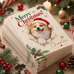 Personalized Holly Merry Christmas 3D-Effect Artwork Pet Photo Greeting Card with Name and Text Christmas Gift for Friends Family 9