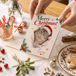 Personalized Holly Merry Christmas 3D-Effect Artwork Pet Photo Greeting Card with Name and Text Christmas Gift for Friends Family 4