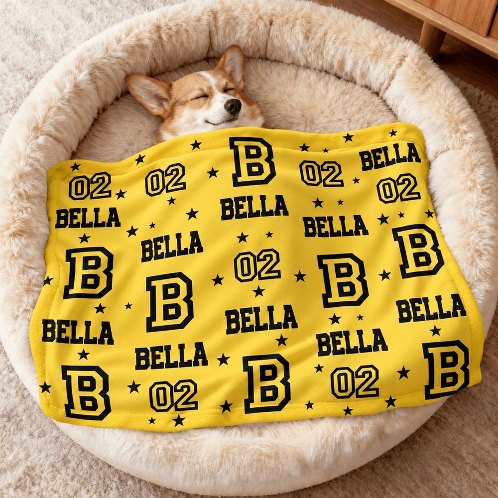 Personalized Word Cloud Star Paw Print Soft Pet Blanket with Initial Name and Number Daily Use Pet Party Birthday Gift for Pet Owners Lovers 6